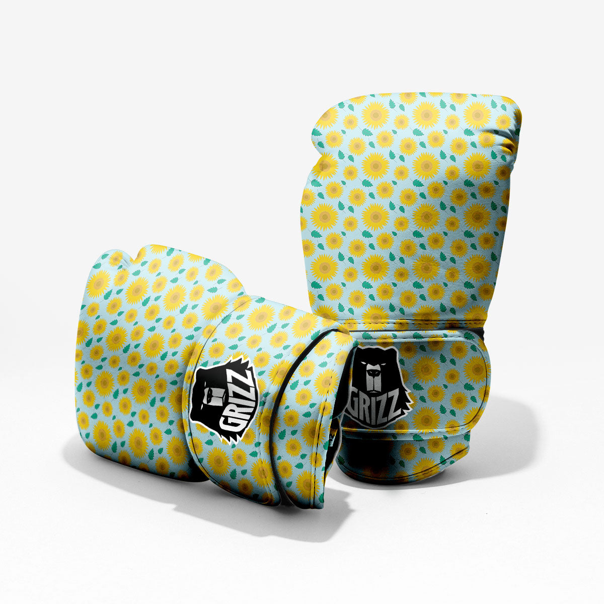 Sunflower Blue Cute Print Pattern Pro Boxing Glove
