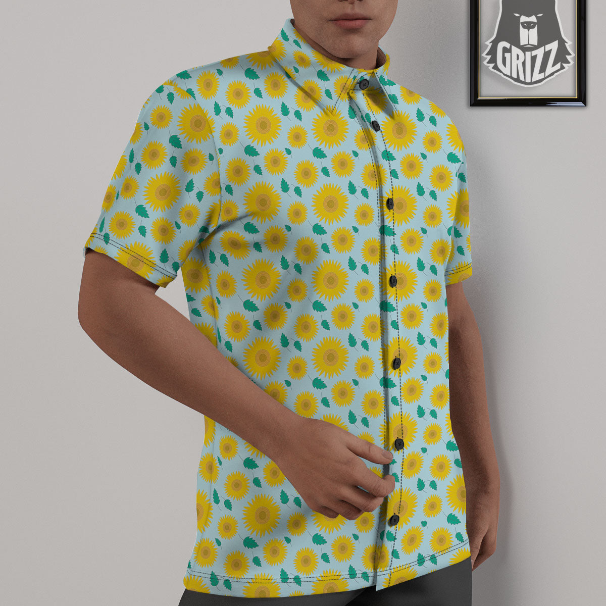 Sunflower Blue Cute Print Pattern Untucked Shirts-grizzshop