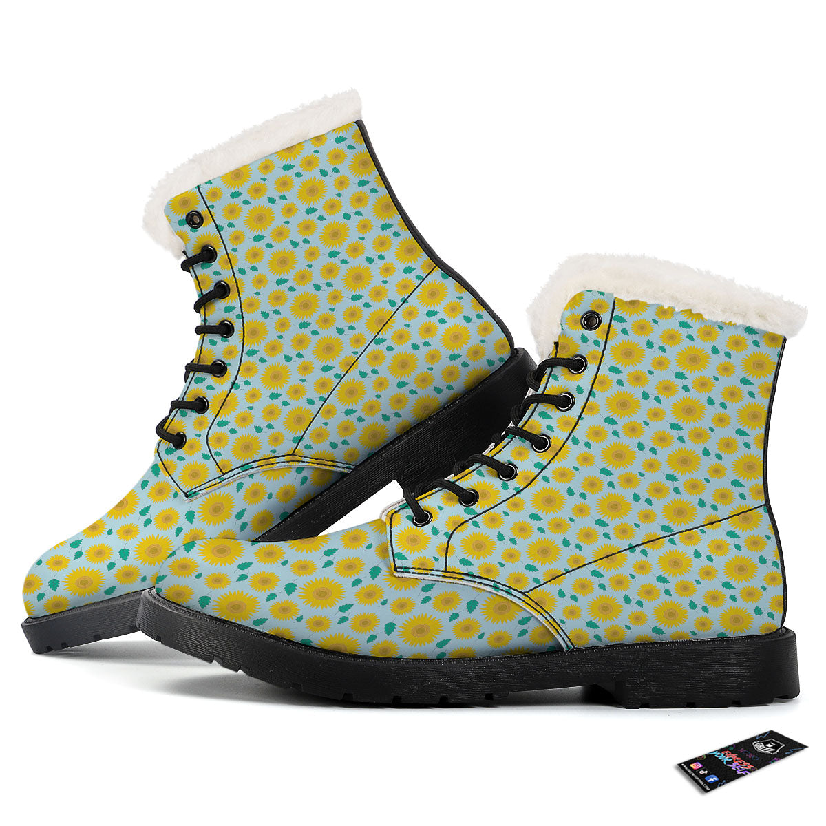 Sunflower Blue Cute Print Pattern Winter Boots-grizzshop