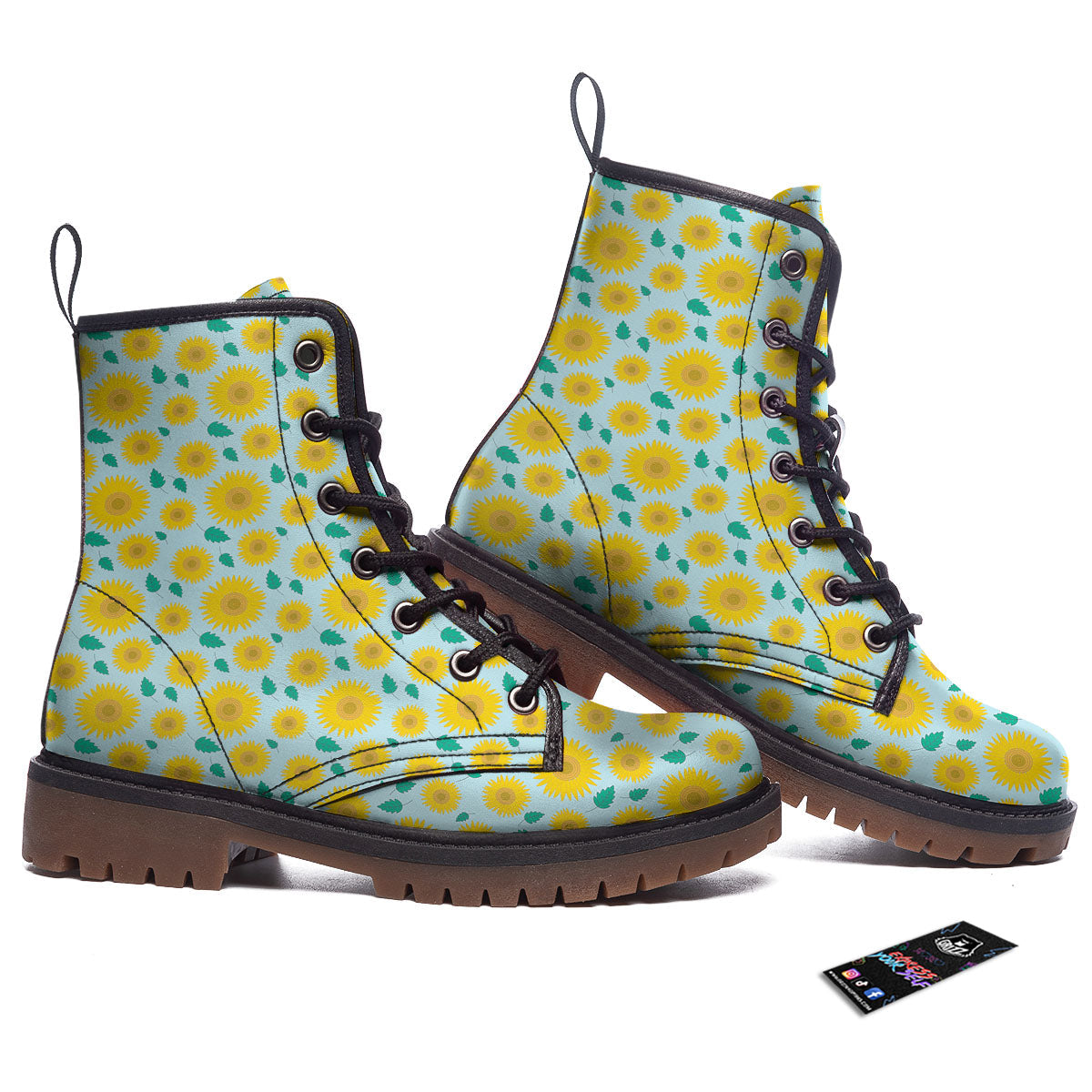 Sunflower Blue Cute Print Pattern Work Boots-grizzshop
