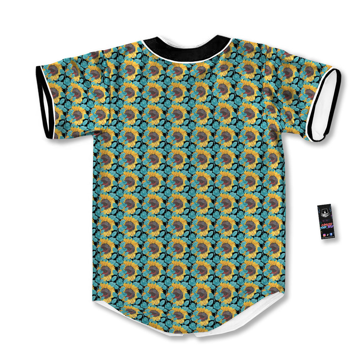 Sunflower Blue Print Pattern Baseball Jersey-grizzshop