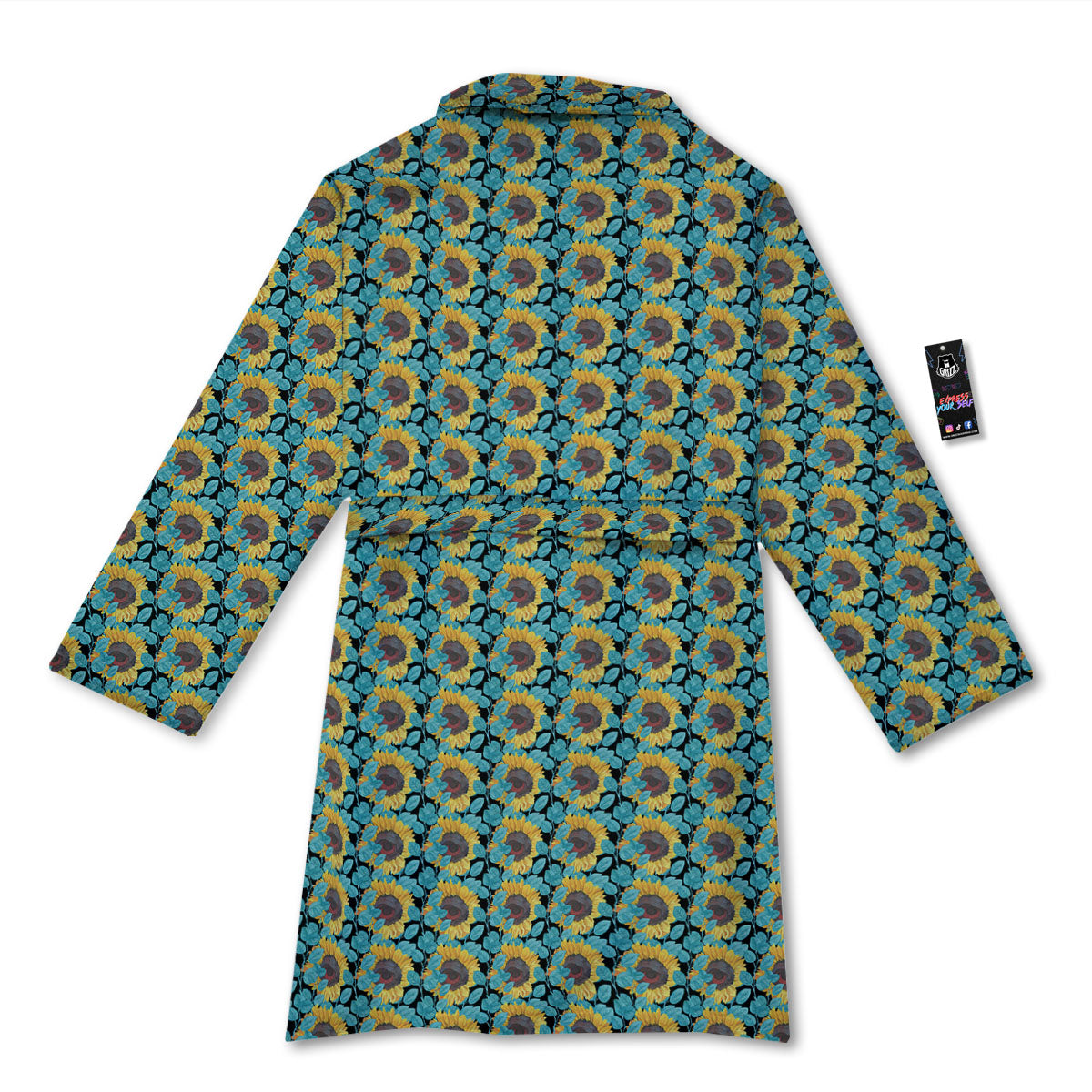 Sunflower Blue Print Pattern Bathrobe-grizzshop