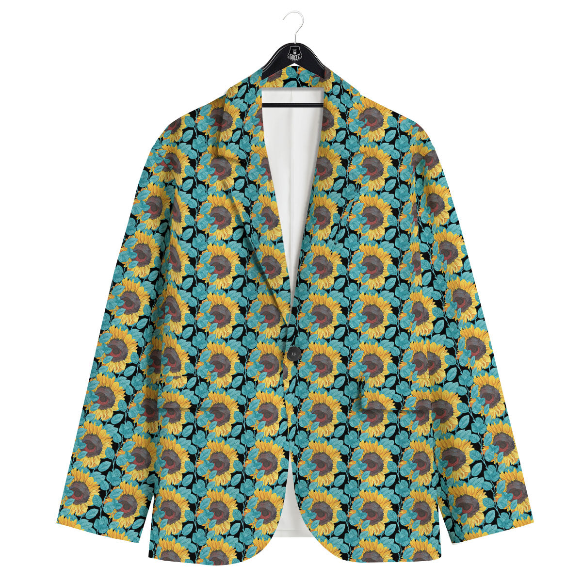 Sunflower Blue Print Pattern Men's Sport Coat-grizzshop