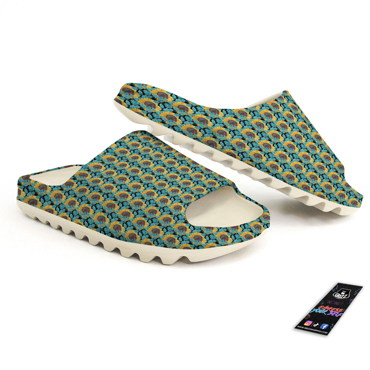 Sunflower Blue Print Pattern Sandals-grizzshop