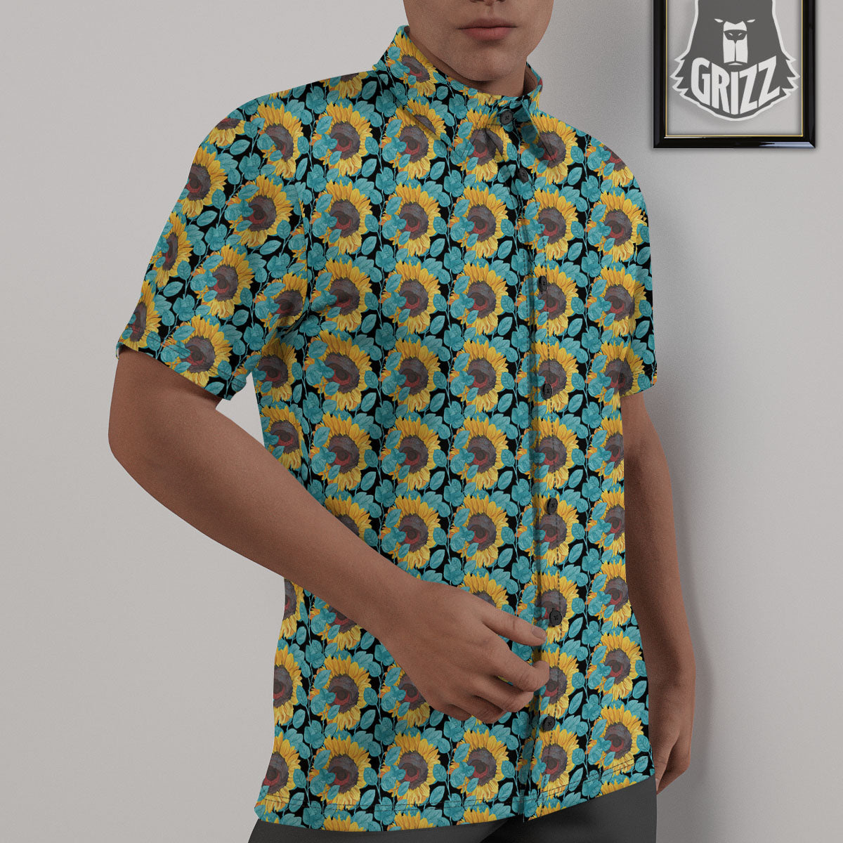 Sunflower Blue Print Pattern Untucked Shirts-grizzshop