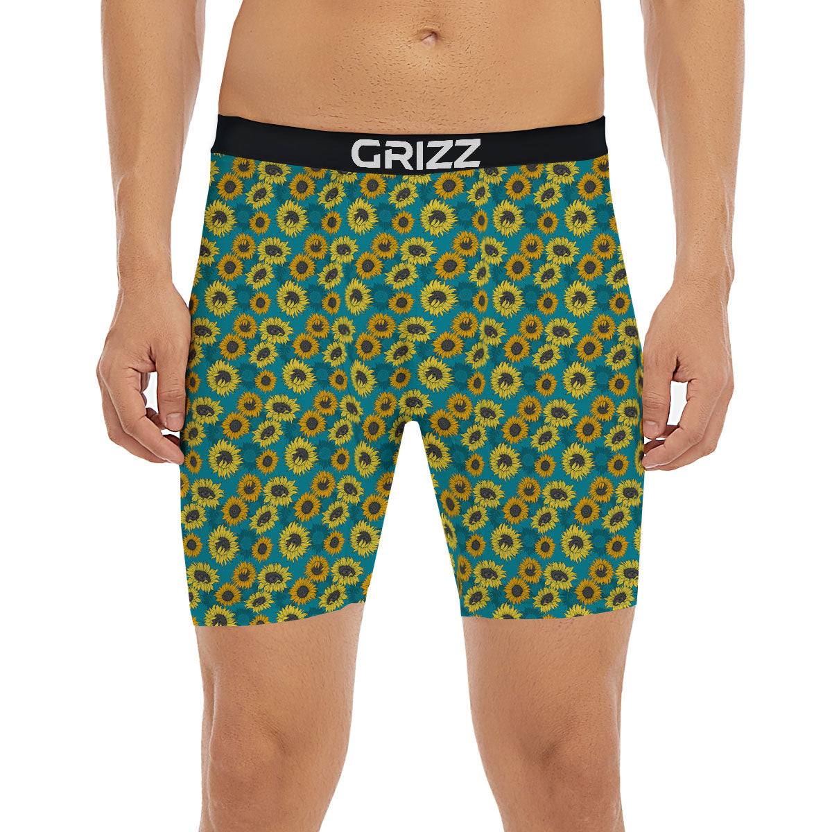 Sunflower Blue Vintage Print Pattern Boxer Briefs-grizzshop