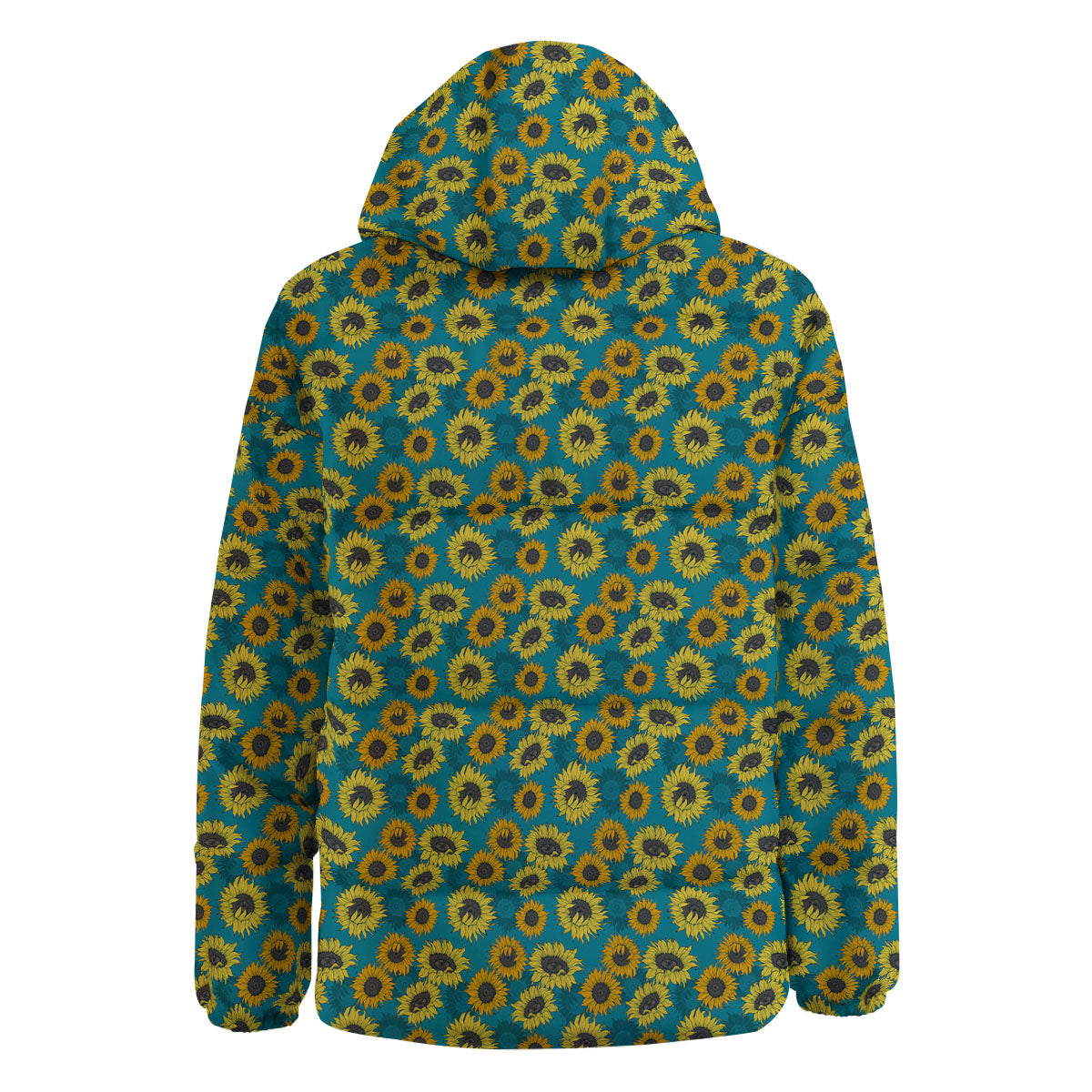 Sunflower Blue Vintage Print Pattern Down Jacket-grizzshop