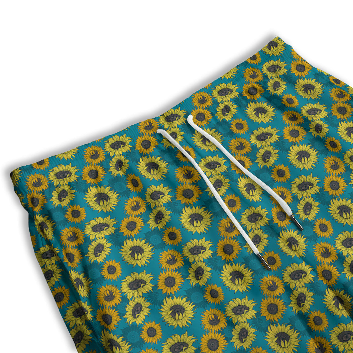 Sunflower Blue Vintage Print Pattern Men's Athletic Shorts