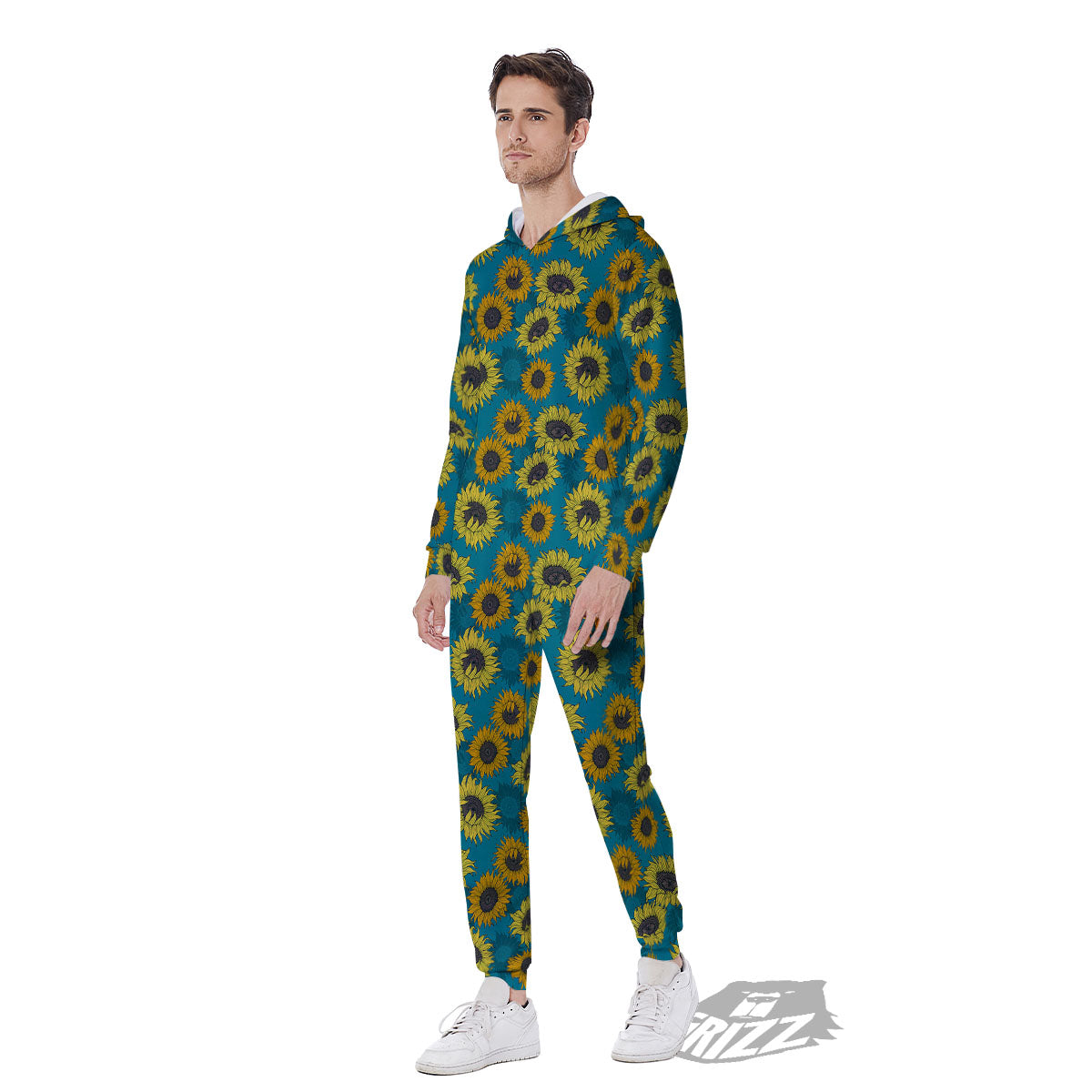 Sunflower Blue Vintage Print Pattern Men's Jumpsuit-grizzshop