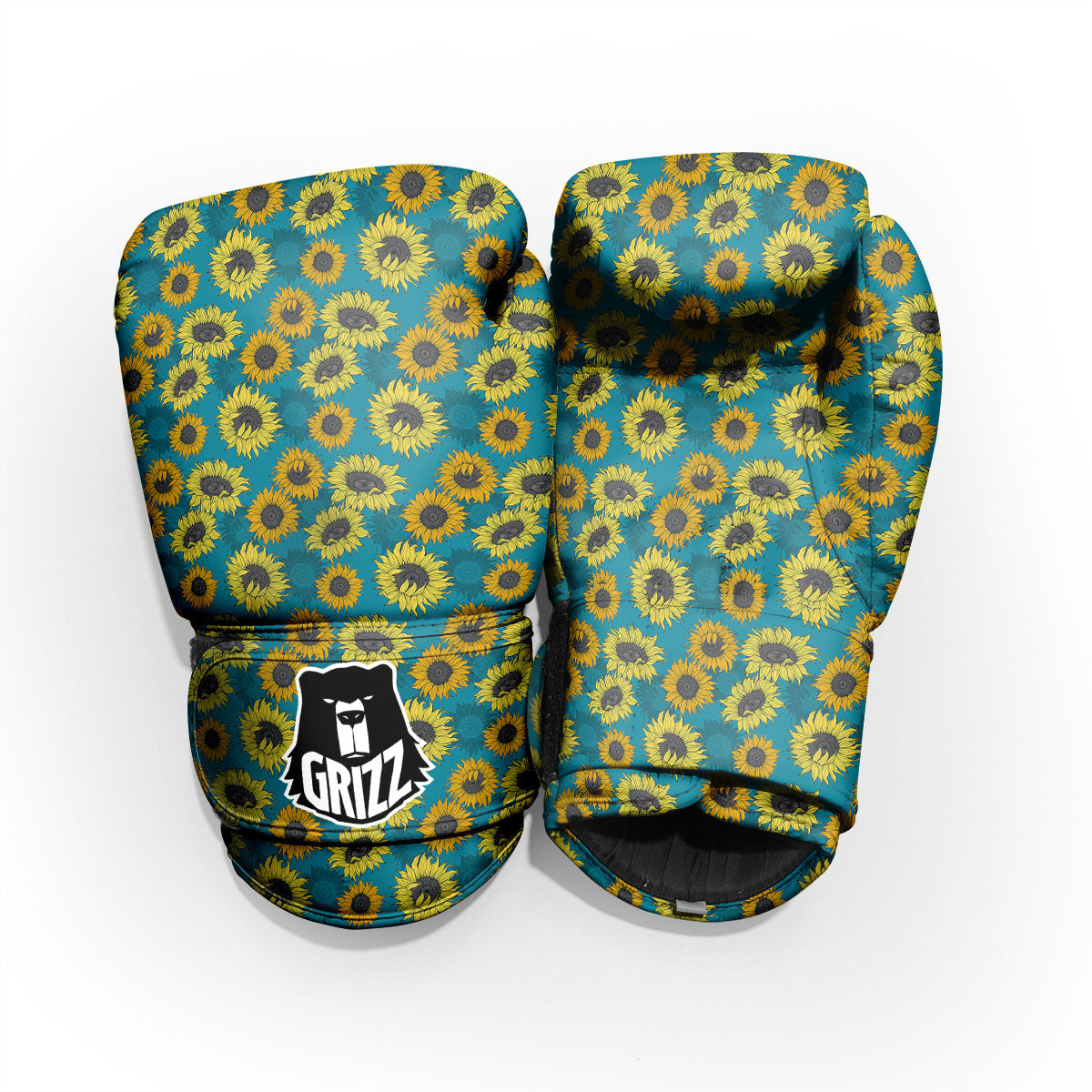 Sunflower Blue Vintage Print Pattern Pro Boxing Glove