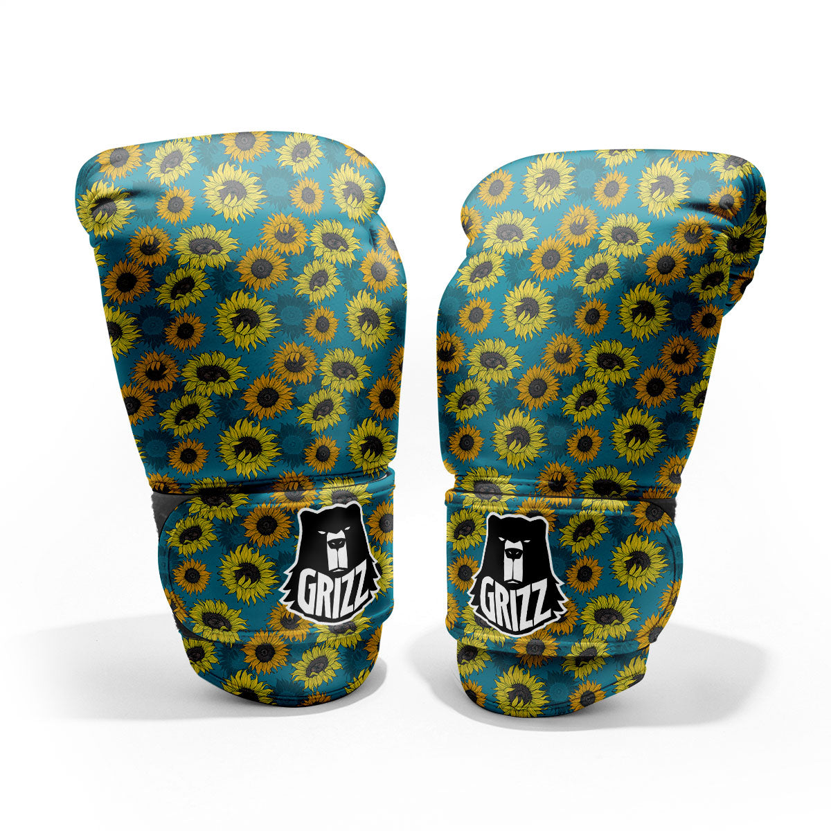 Sunflower Blue Vintage Print Pattern Pro Boxing Glove