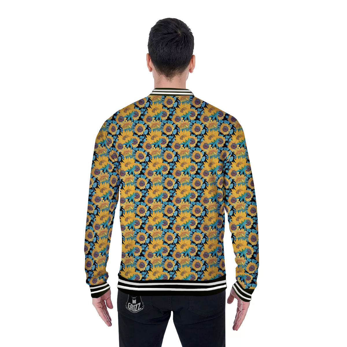 Sunflower Bright Print Pattern Baseball Jacket-grizzshop