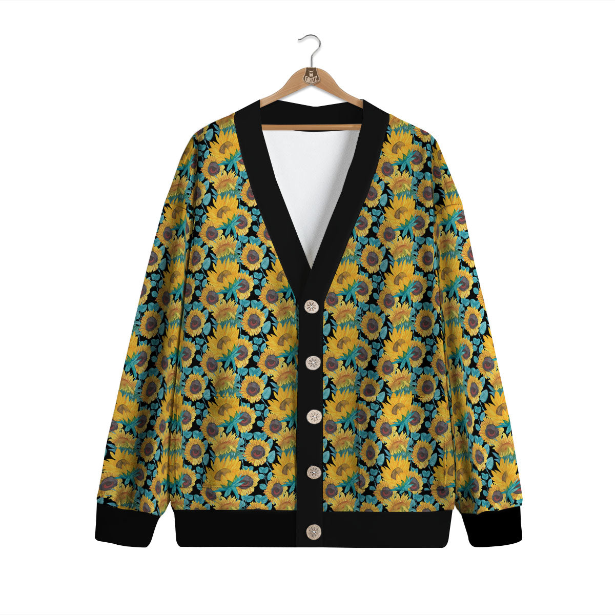 Sunflower Bright Print Pattern Cardigan-grizzshop