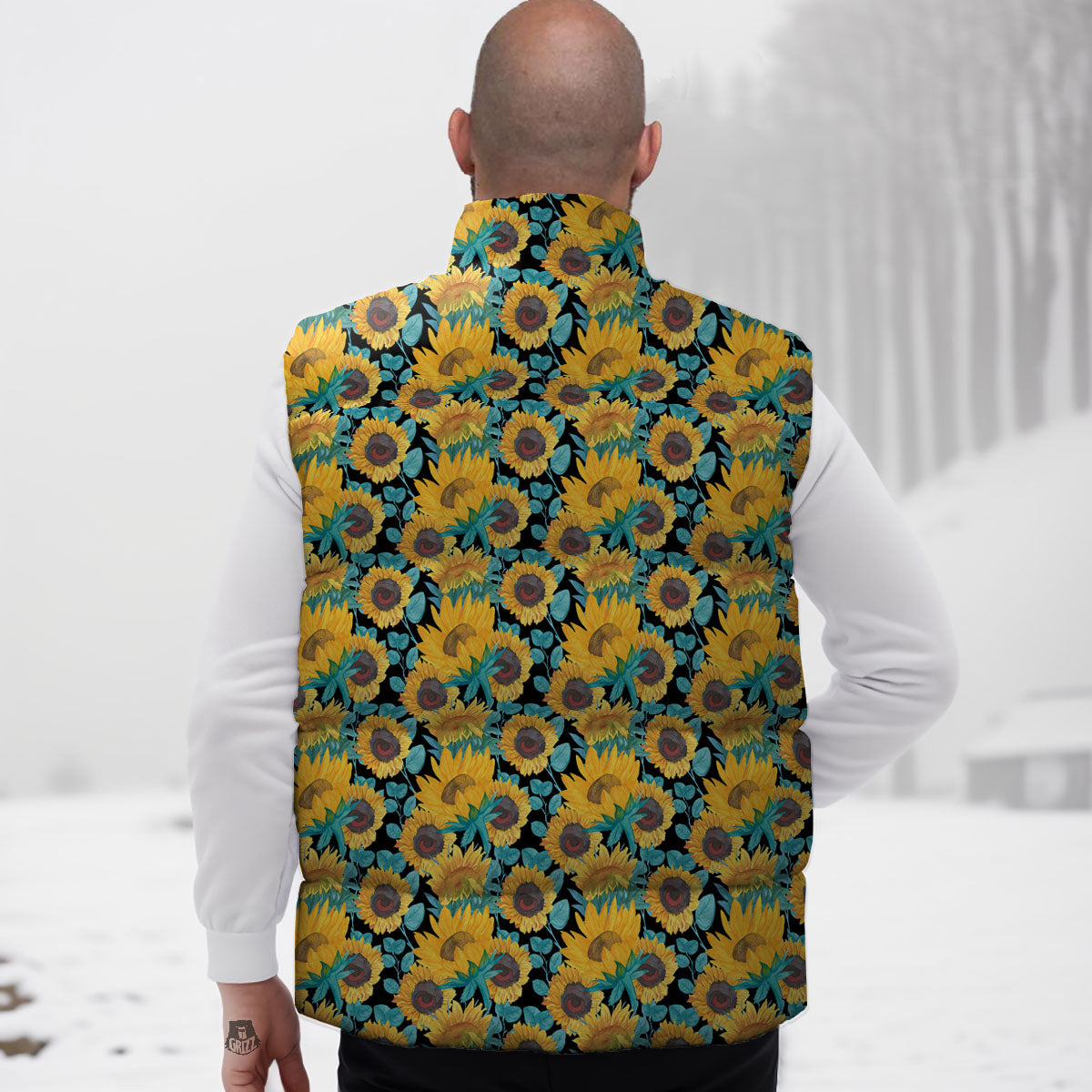 Sunflower Bright Print Pattern Down Vest