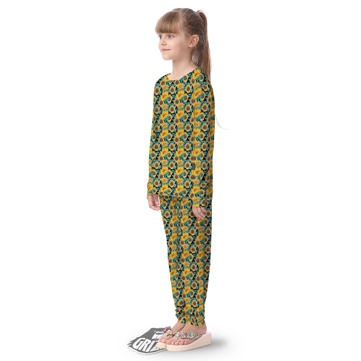 Sunflower Bright Print Pattern Kid's Pajamas-grizzshop