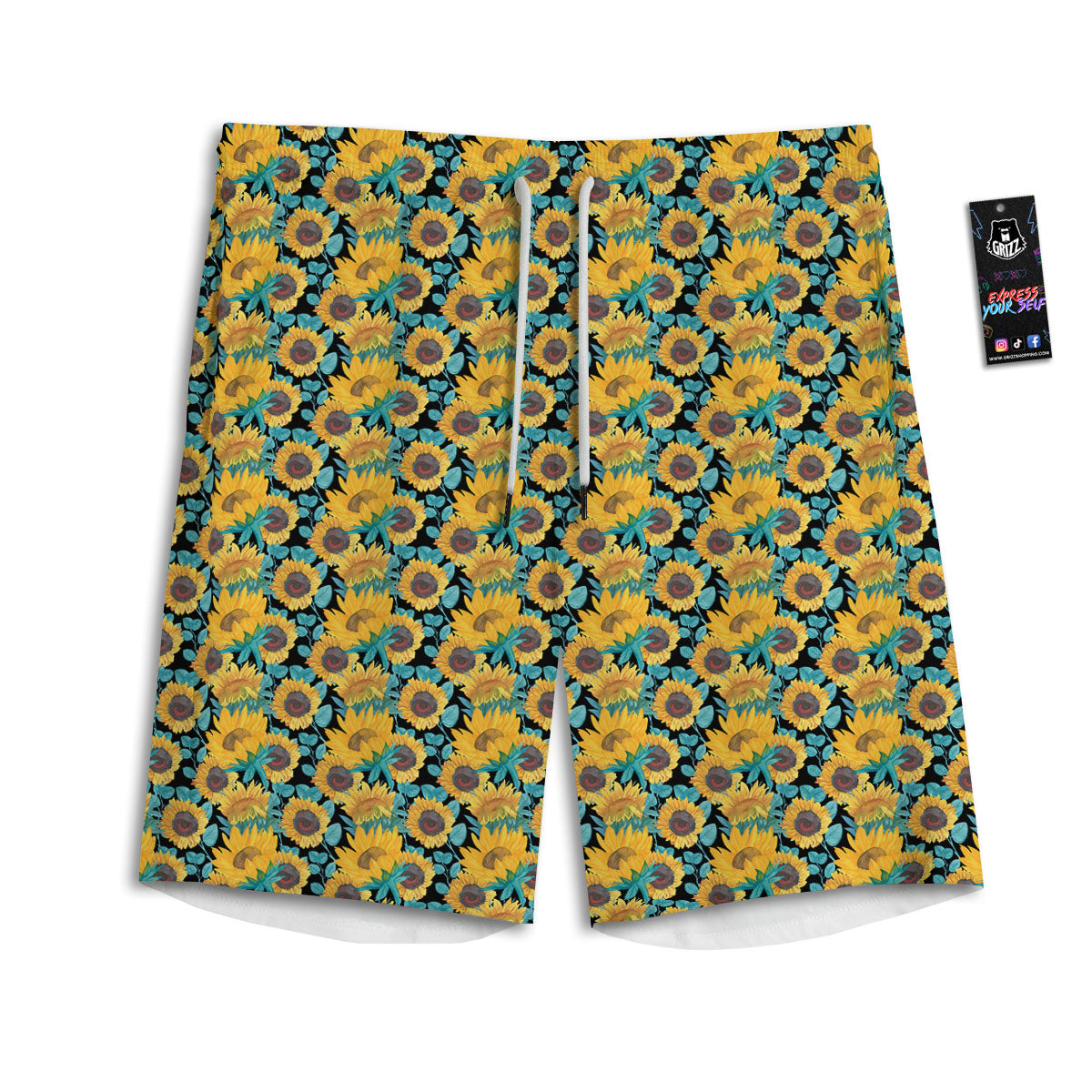 Sunflower Bright Print Pattern Men's Athletic Shorts