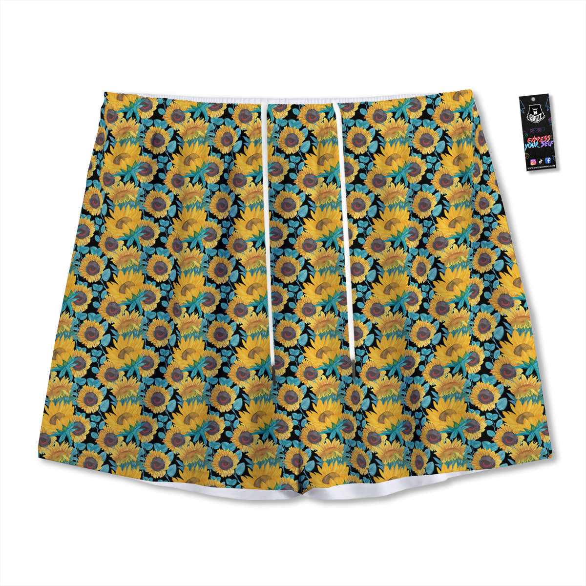 St. Patrick's Day Gold Clover Print Mesh Shorts