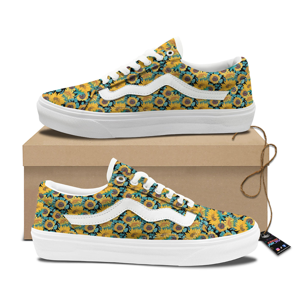 Sunflower Bright Print Pattern Skate Shoes-grizzshop