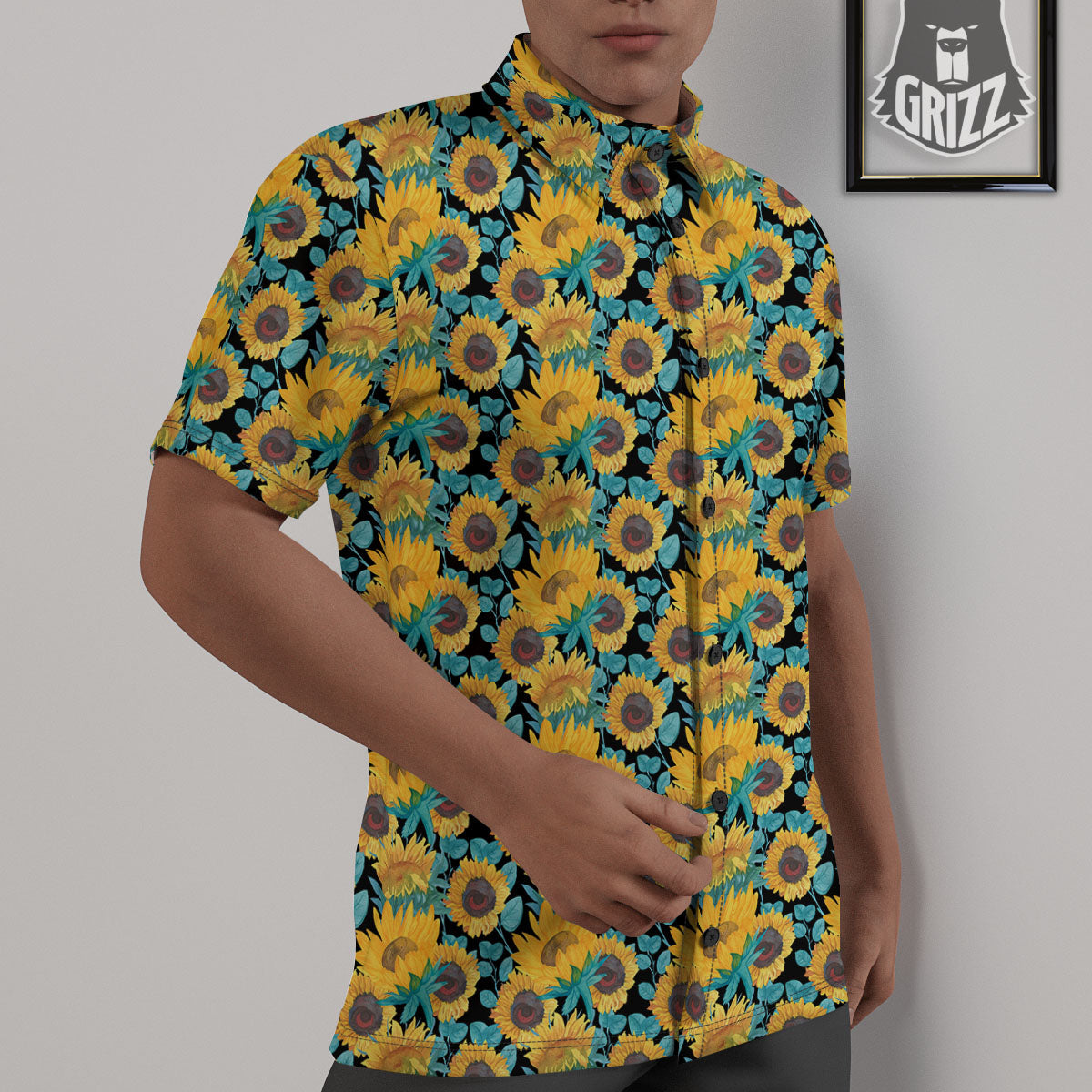 Sunflower Bright Print Pattern Untucked Shirts-grizzshop