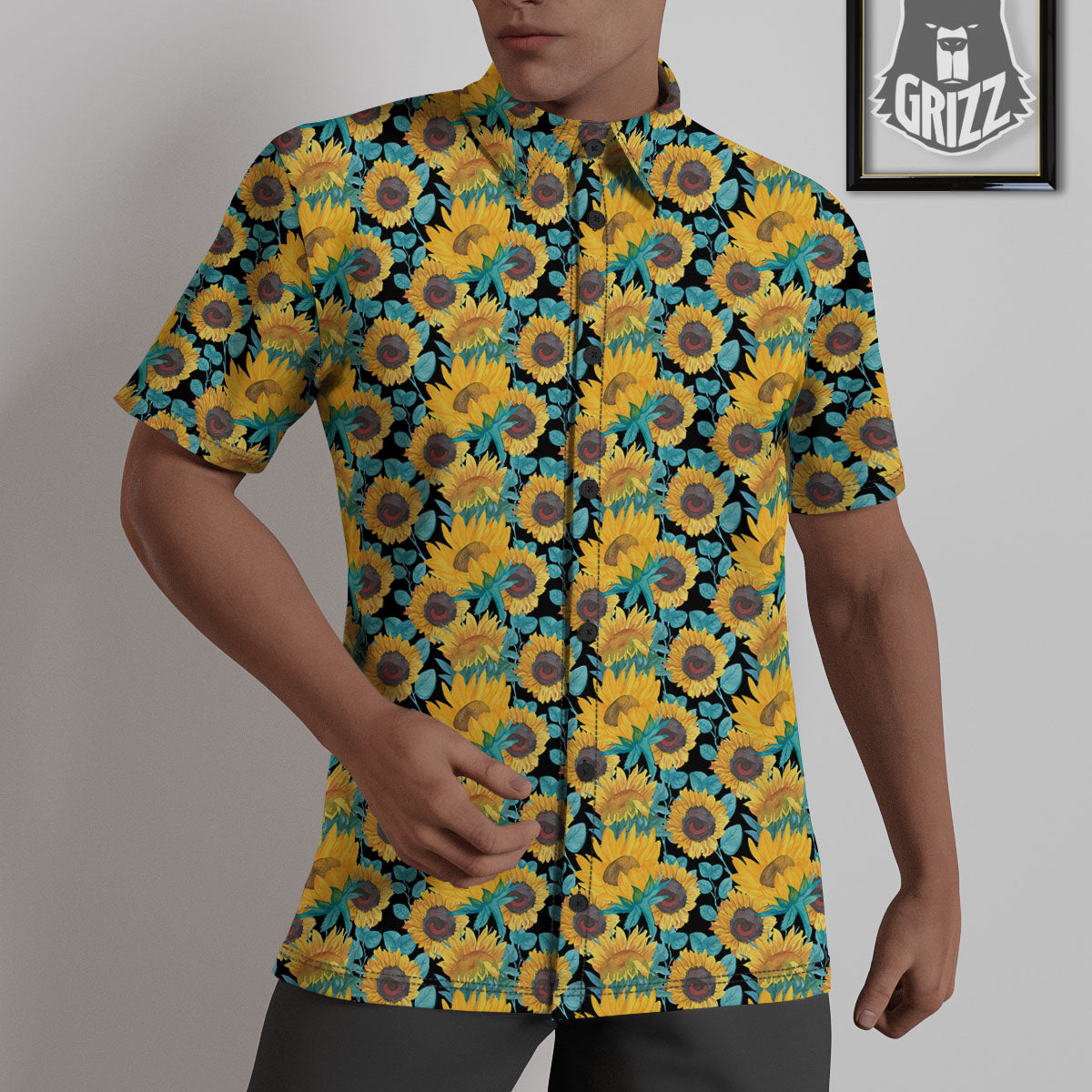 Sunflower Bright Print Pattern Untucked Shirts-grizzshop