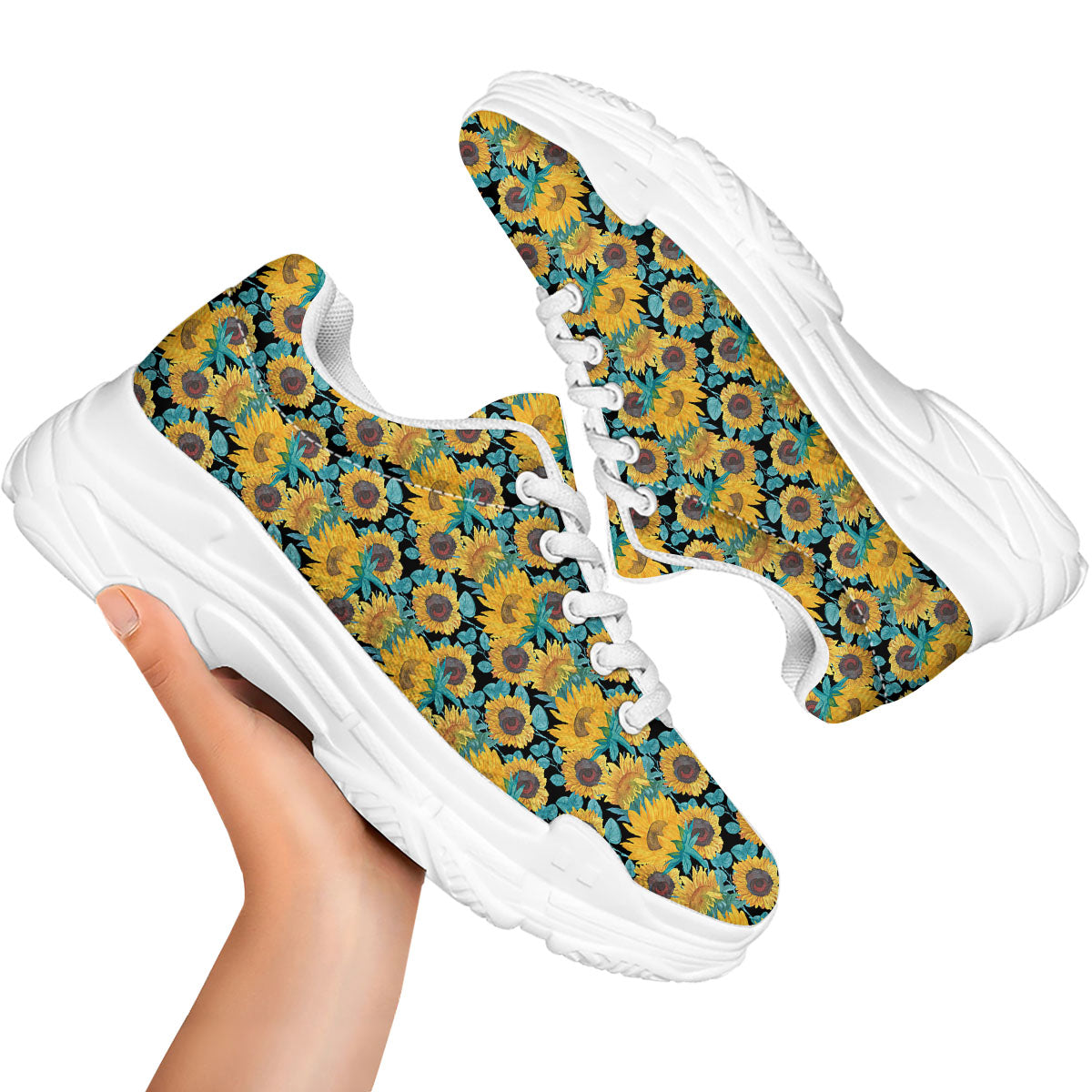 Sunflower Bright Print Pattern White Chunky Shoes-grizzshop