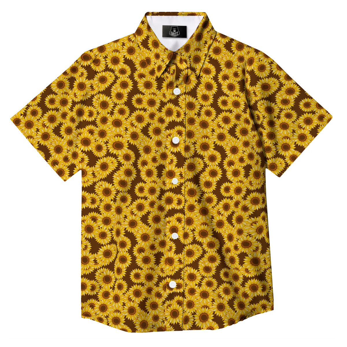 Sunflower Brown Print Pattern Button Up Shirt-grizzshop
