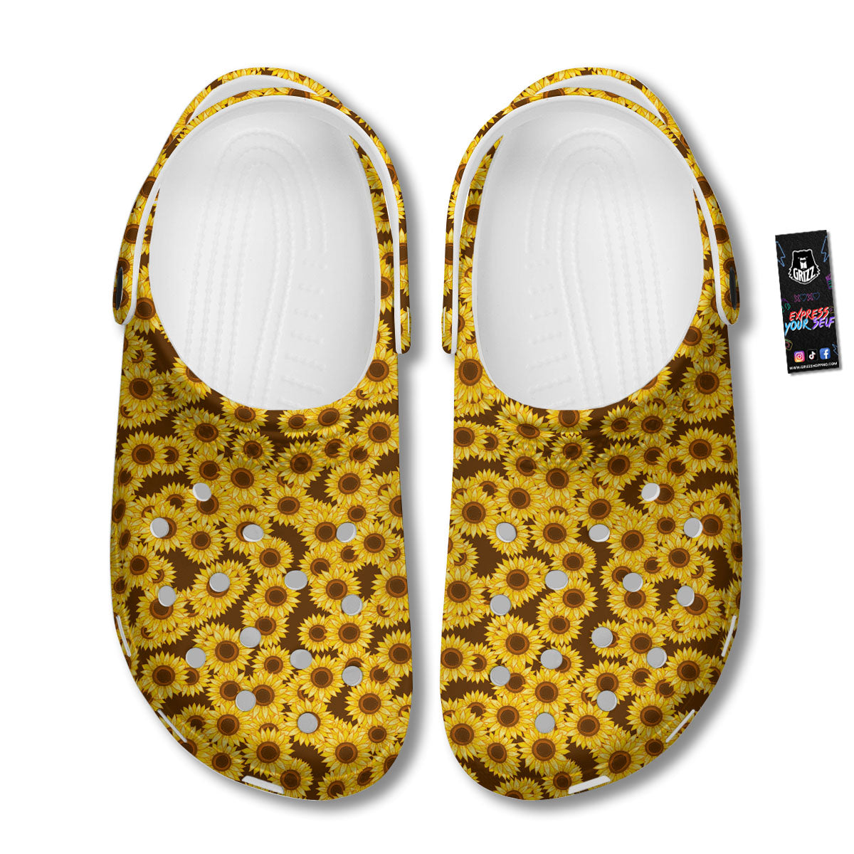 Sunflower Brown Print Pattern Clog-grizzshop