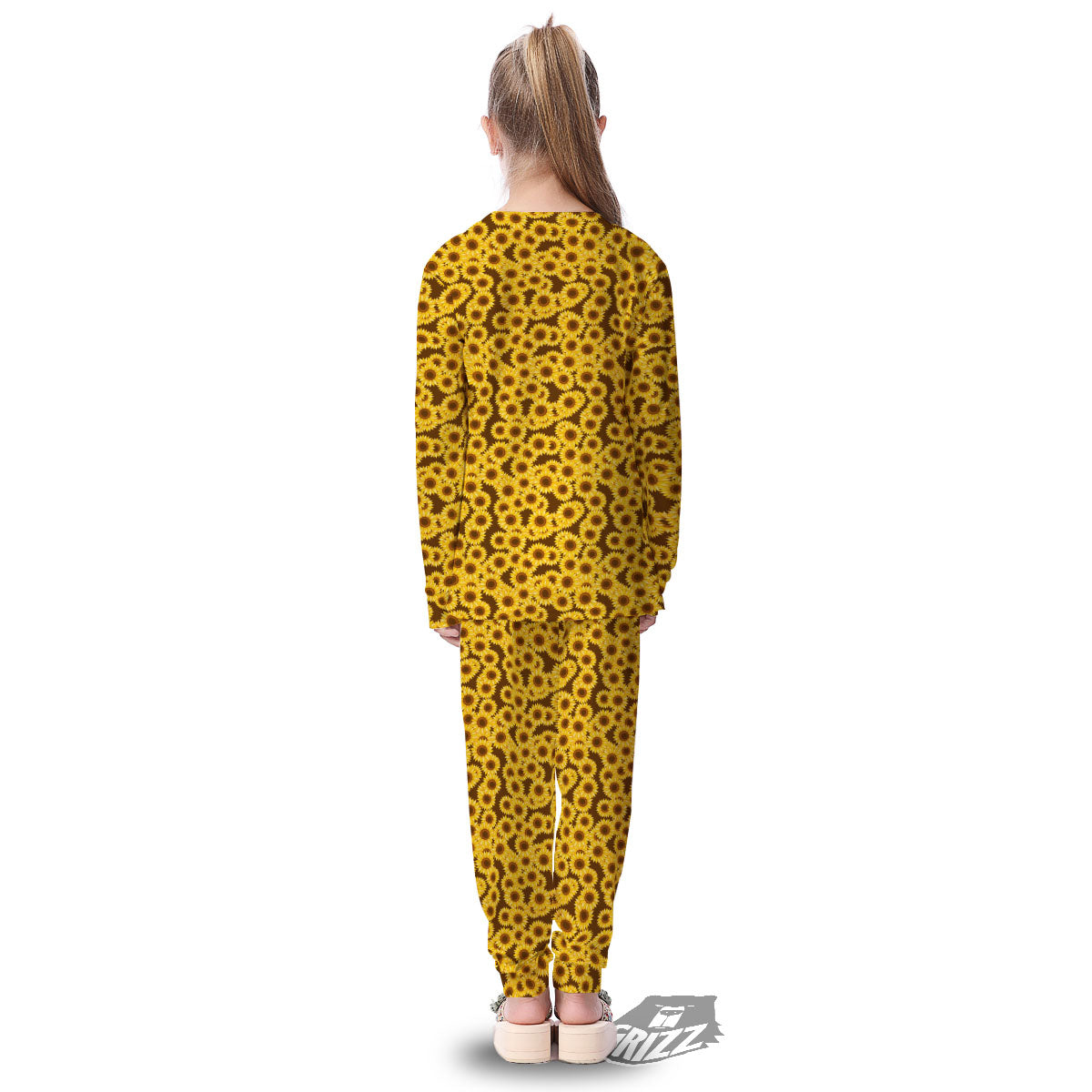 Sunflower Brown Print Pattern Kid's Pajamas-grizzshop