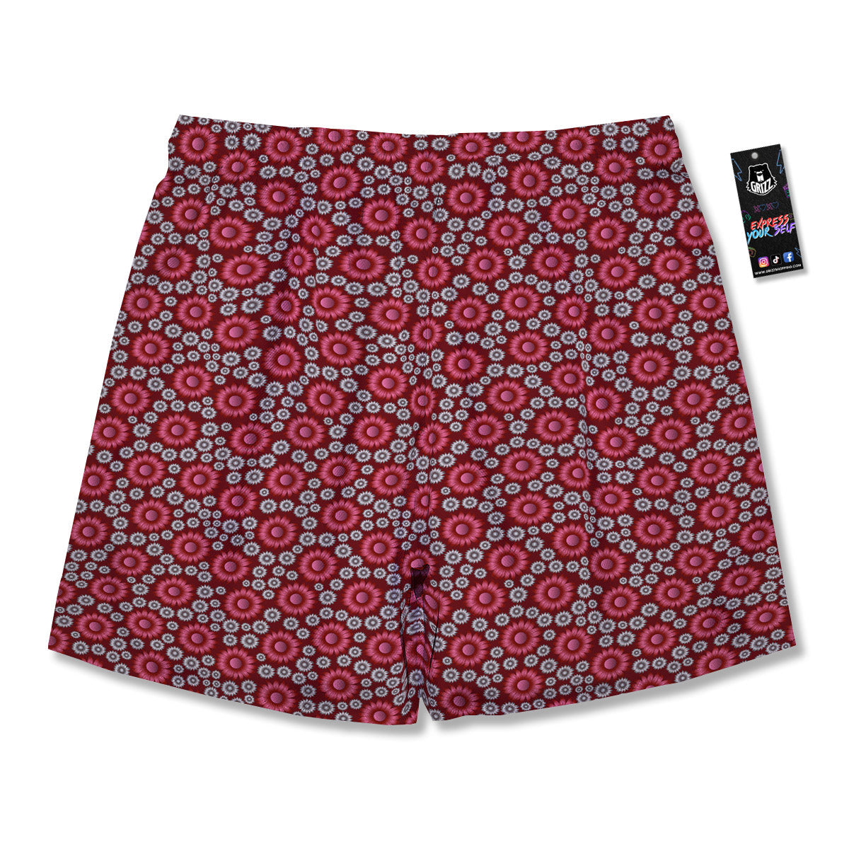 Sunflower Burgundy Print Pattern Men's Running Shorts-grizzshop