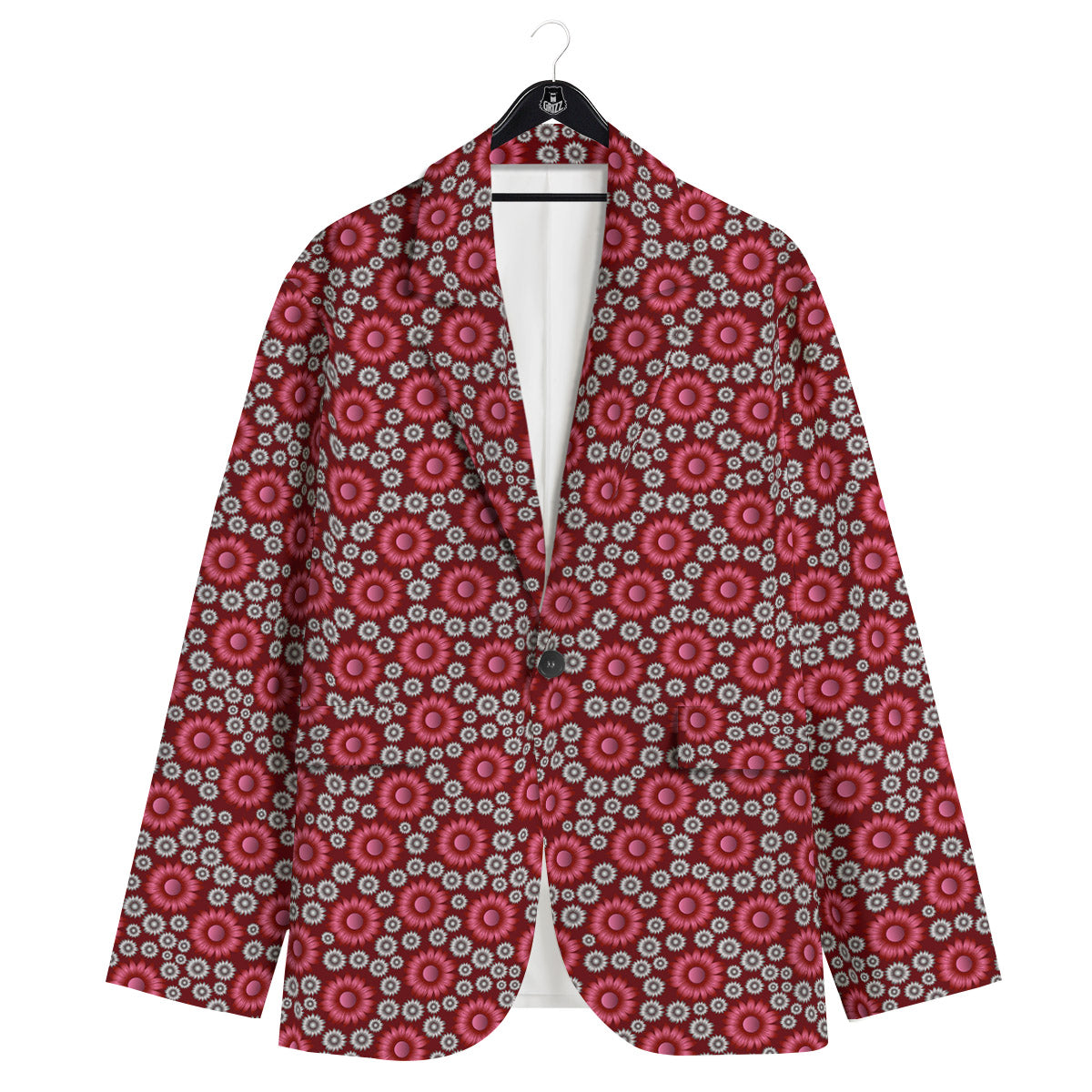 Sunflower Burgundy Print Pattern Men's Sport Coat-grizzshop