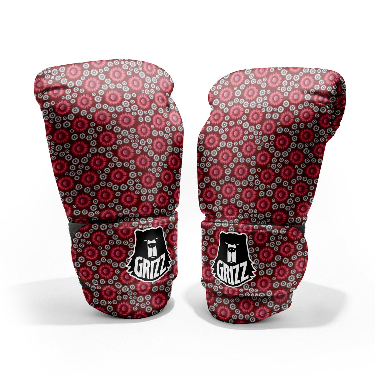 Sunflower Burgundy Print Pattern Pro Boxing Glove