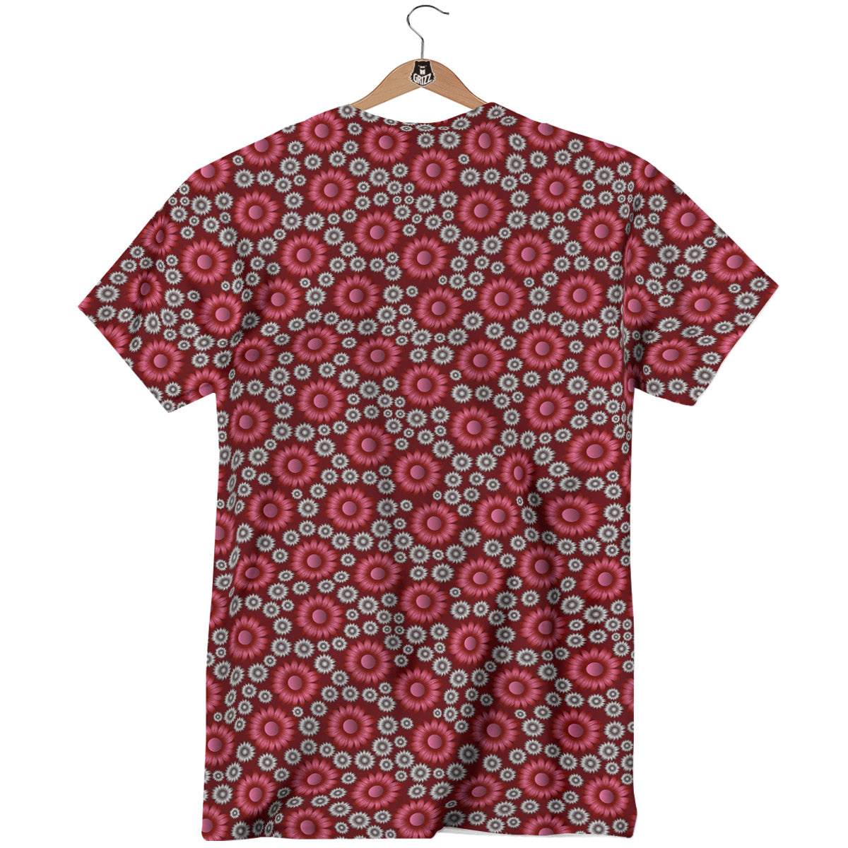 Sunflower Burgundy Print Pattern T-Shirt-grizzshop