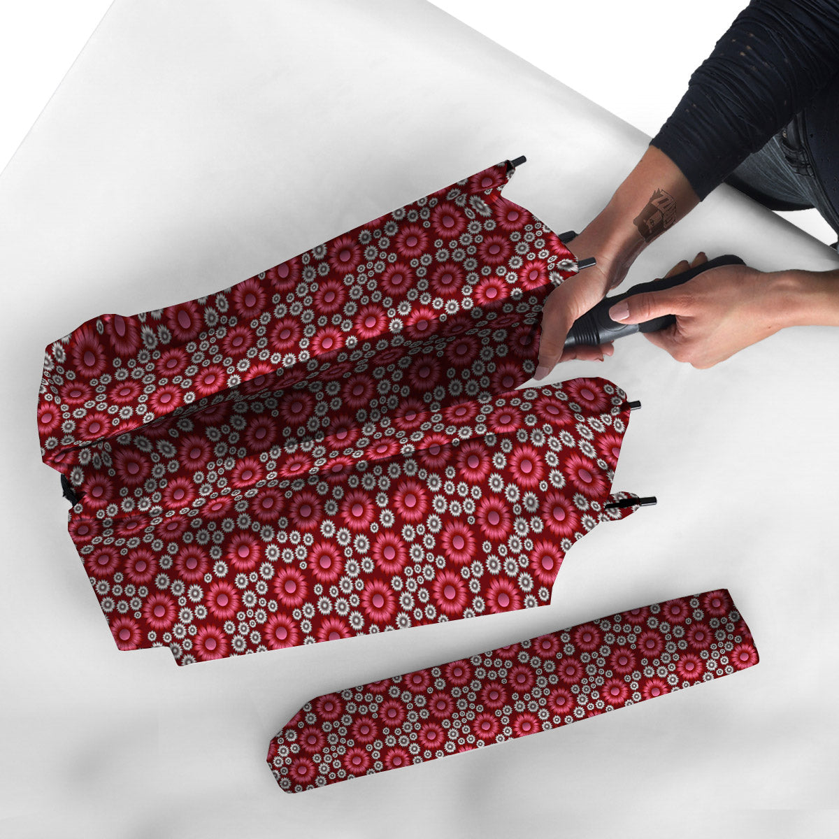 Sunflower Burgundy Print Pattern Umbrella-grizzshop