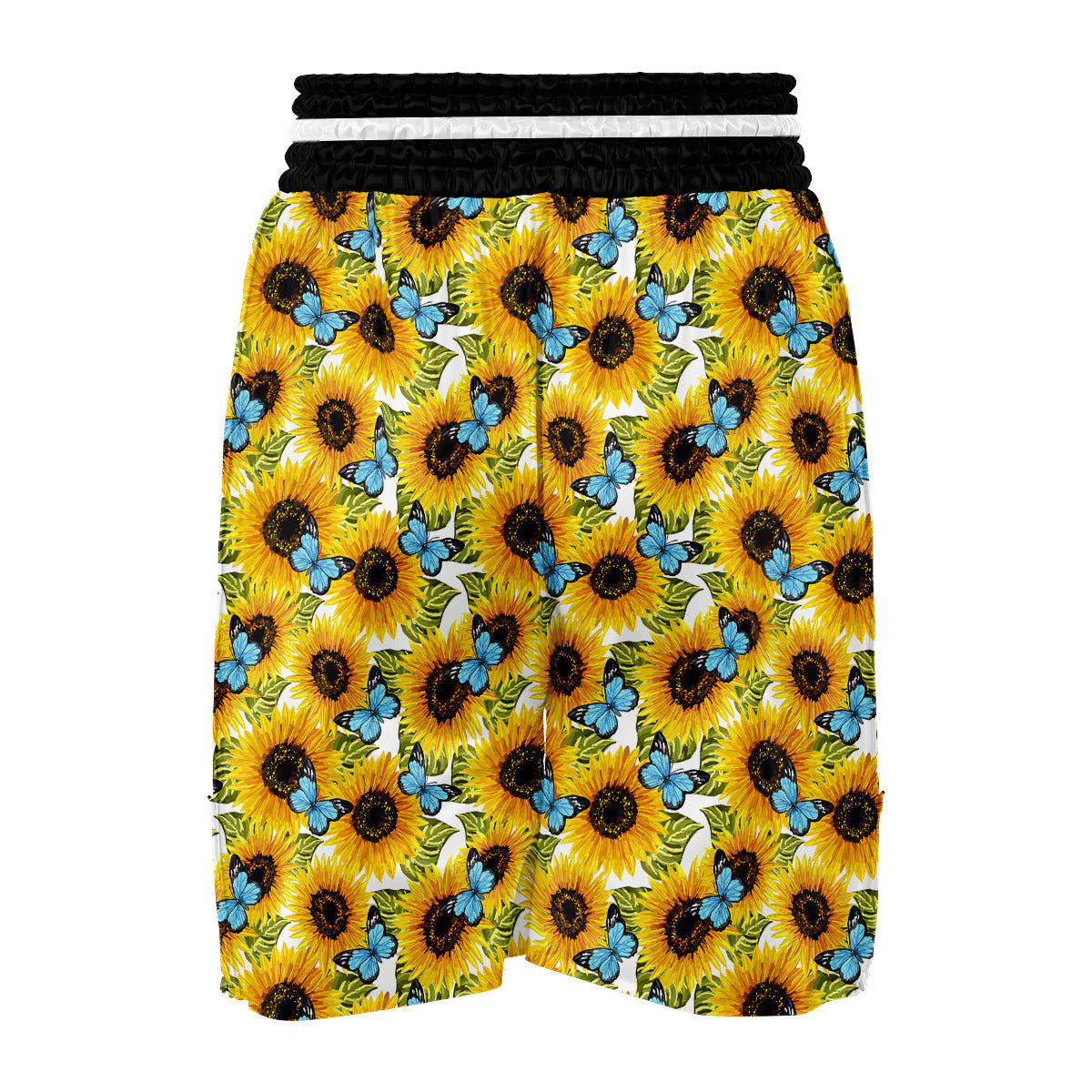 Sunflower Butterfly Print Boxing Shorts-grizzshop