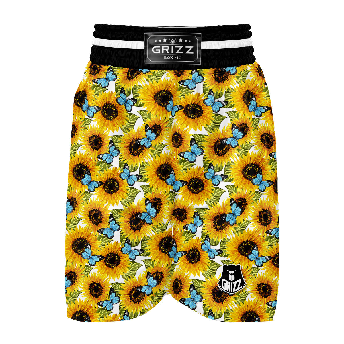 Sunflower Butterfly Print Boxing Shorts-grizzshop