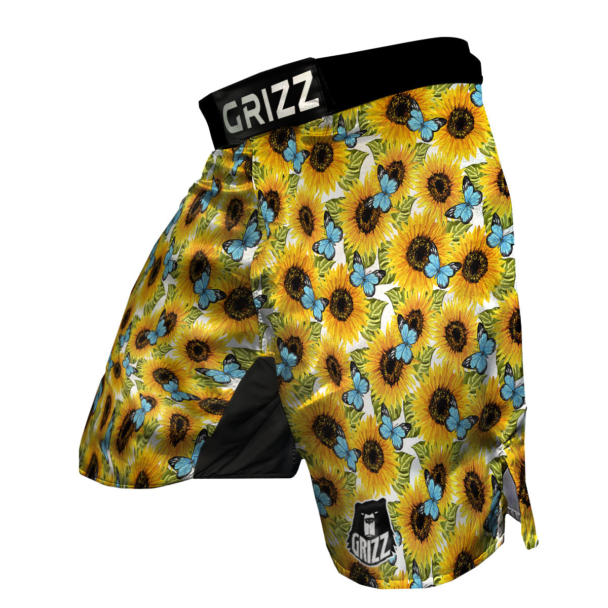 Sunflower Butterfly Print MMA Shorts-grizzshop