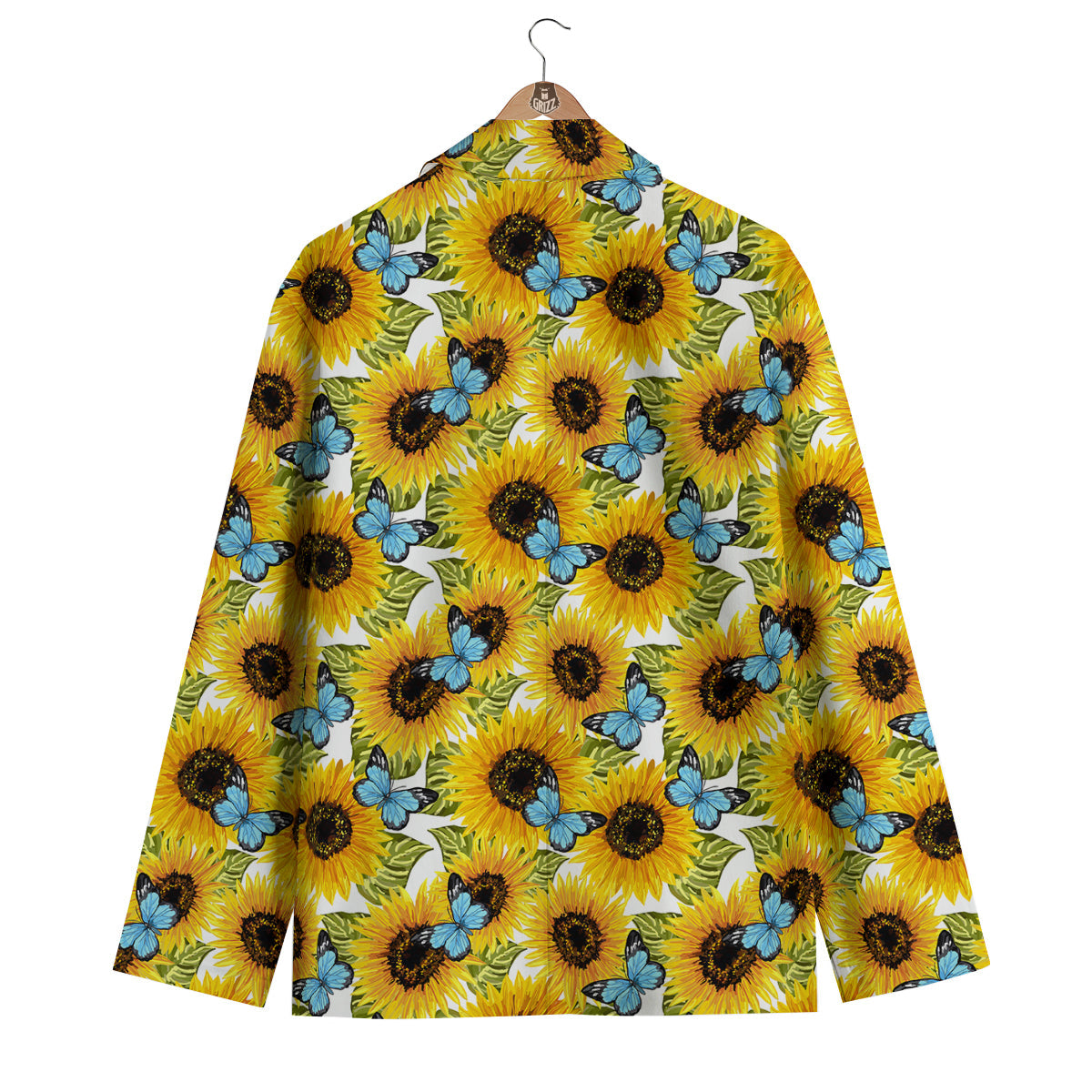 Sunflower Butterfly Print Men's Blazer-grizzshop