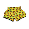 Sunflower Cartoon Pattern Print Muay Thai Boxing Shorts-grizzshop