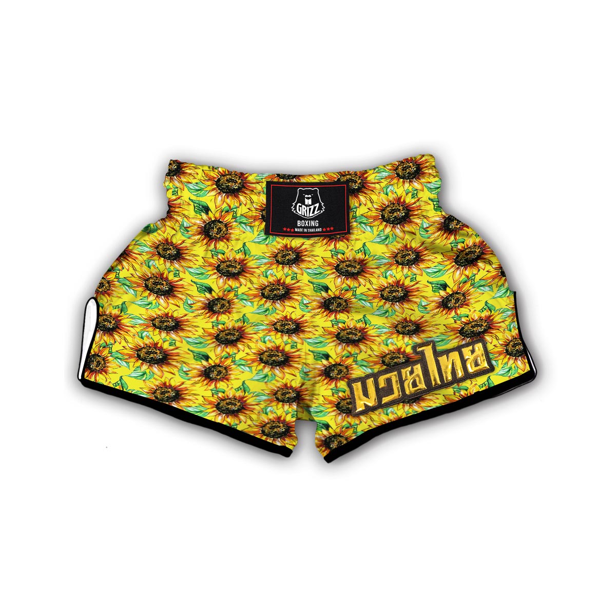 Sunflower Cartoon Pattern Print Muay Thai Boxing Shorts-grizzshop