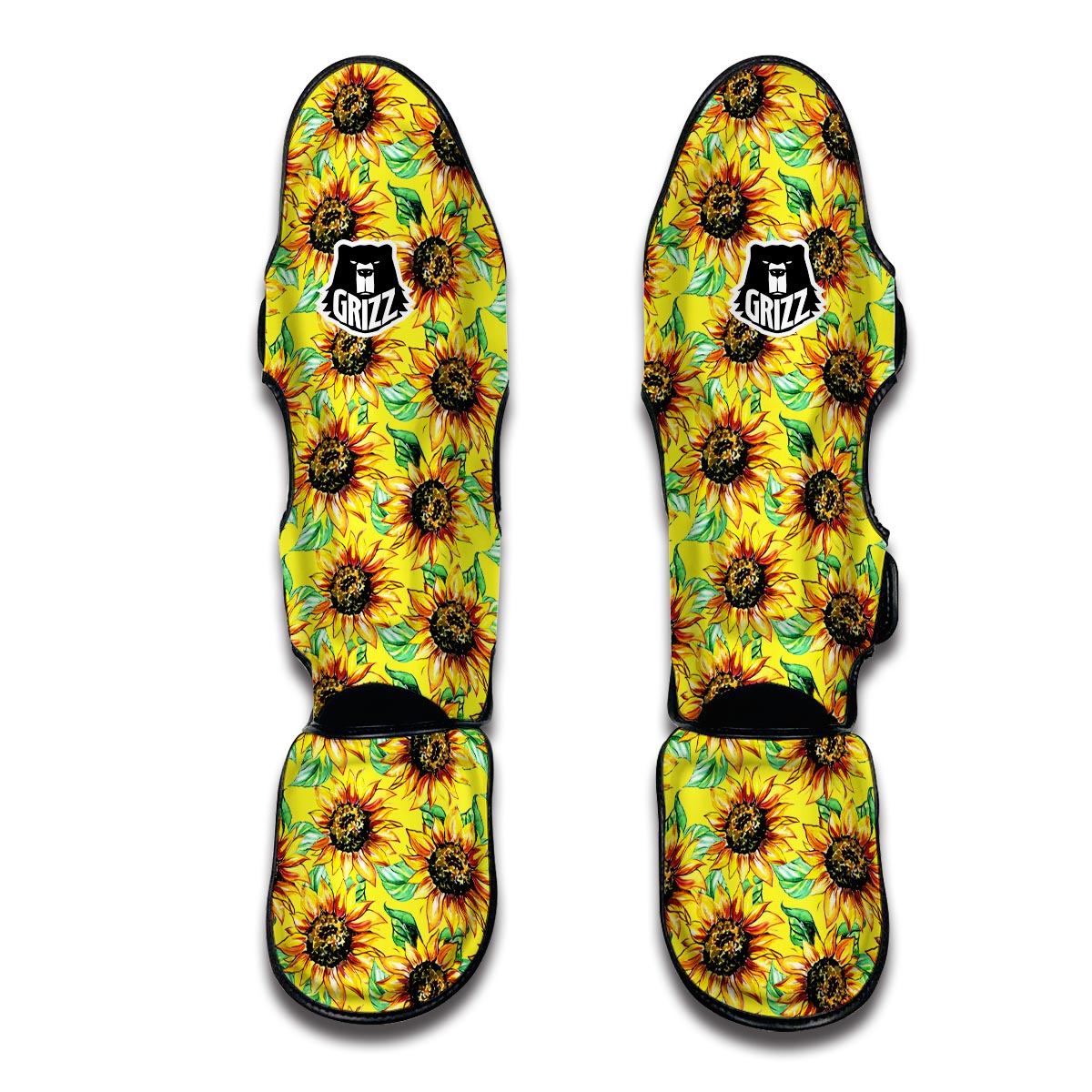 Sunflower Cartoon Pattern Print Muay Thai Shin Guards-grizzshop