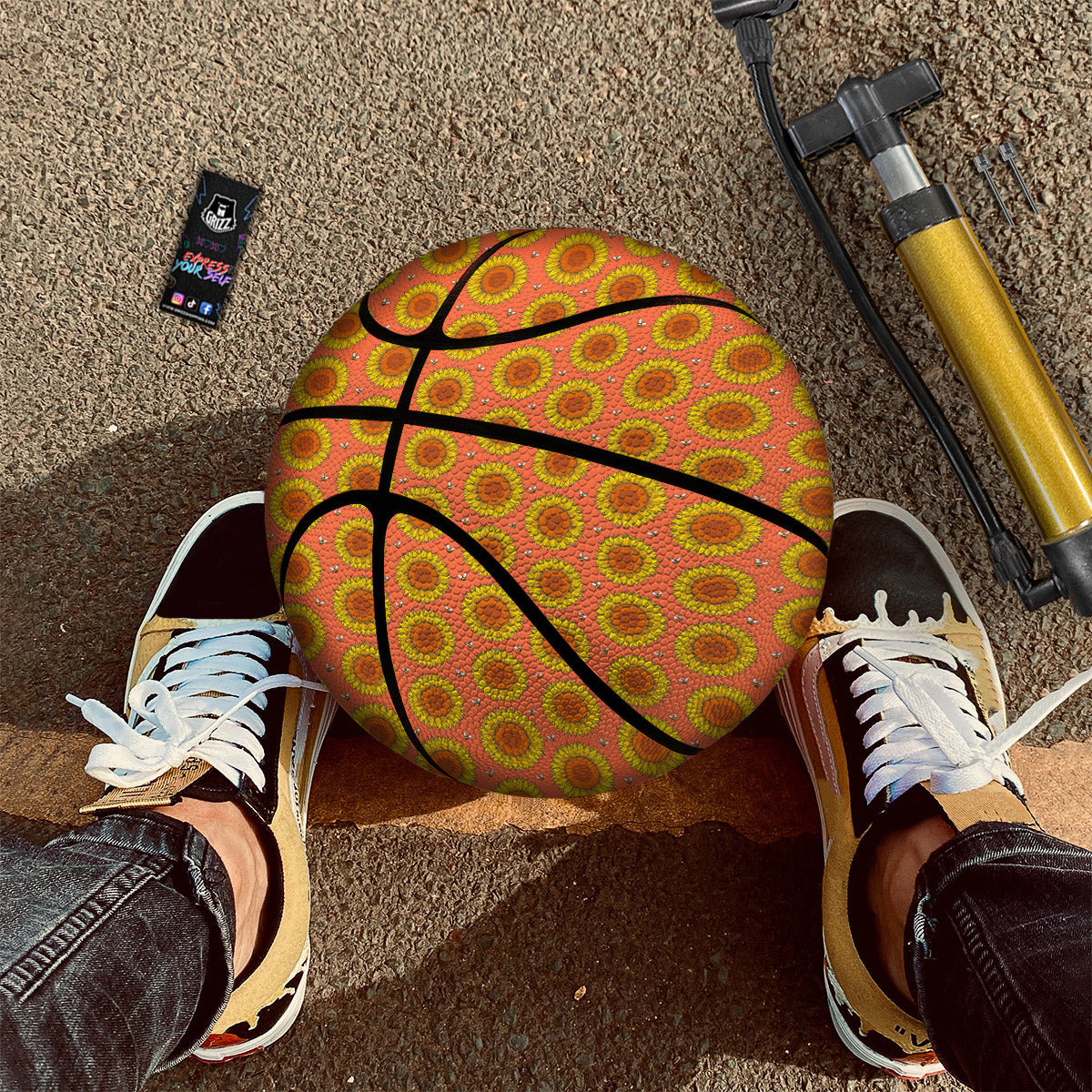 Sunflower Classic Vintage Print Pattern Basketball-grizzshop