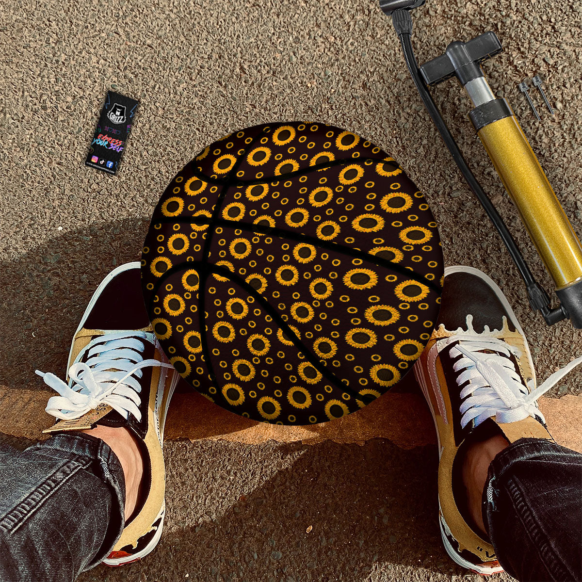 Sunflower Dark Print Pattern Basketball-grizzshop