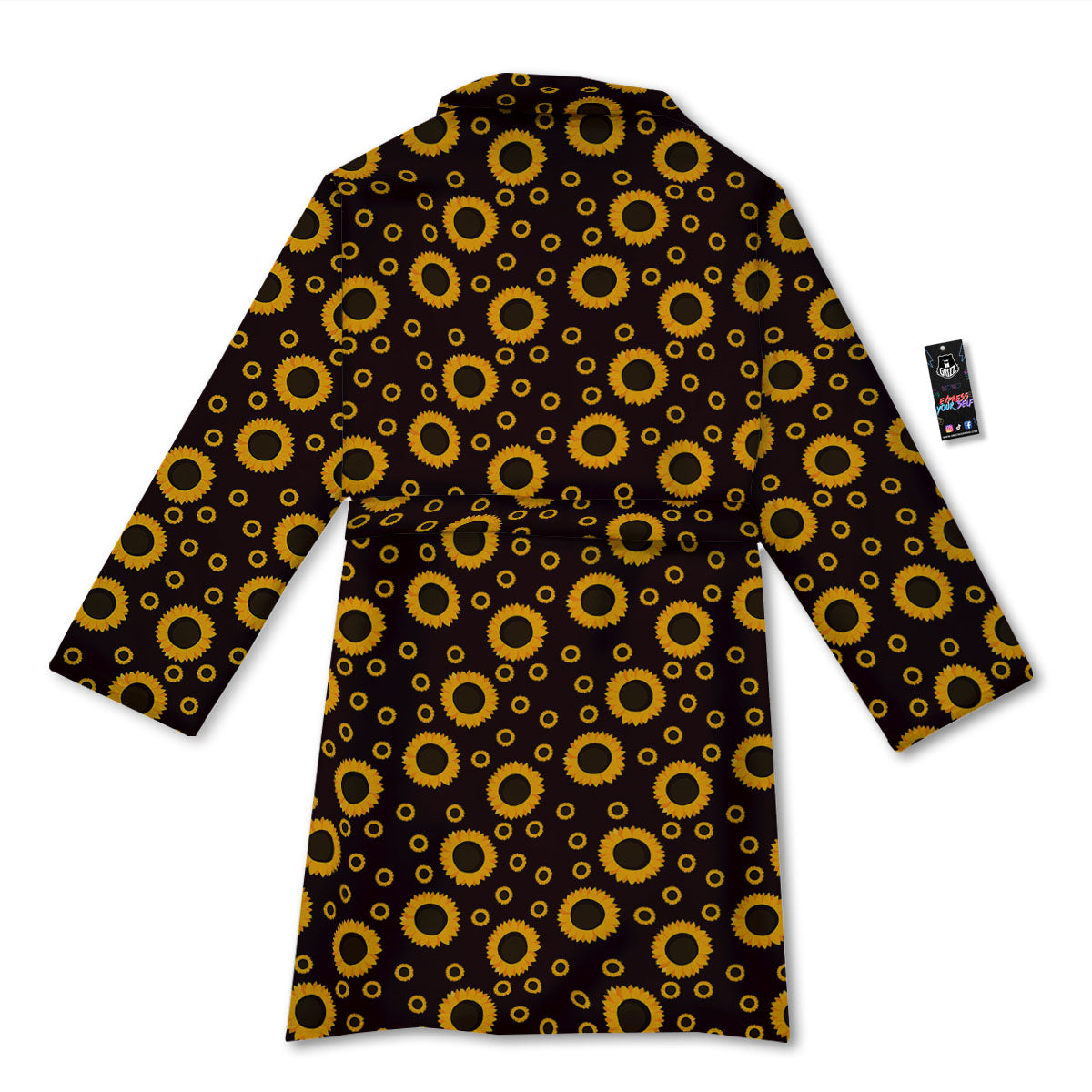 Sunflower Dark Print Pattern Bathrobe-grizzshop