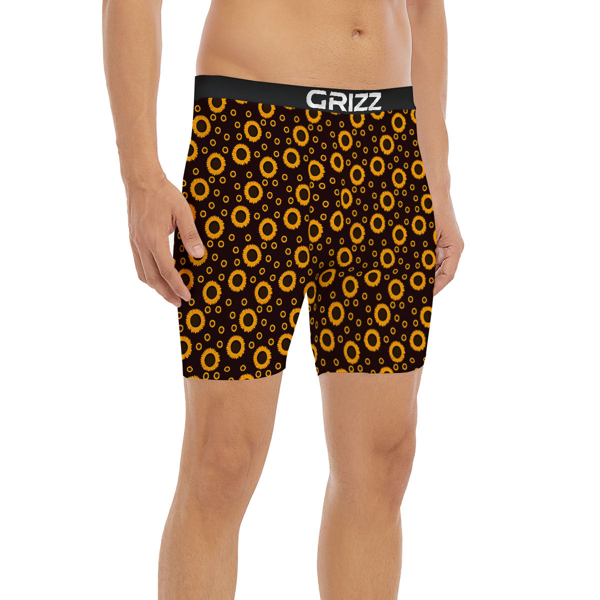 Sunflower Dark Print Pattern Boxer Briefs-grizzshop