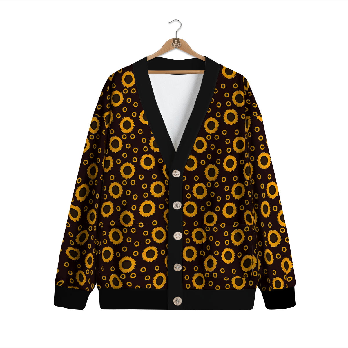 Sunflower Dark Print Pattern Cardigan-grizzshop