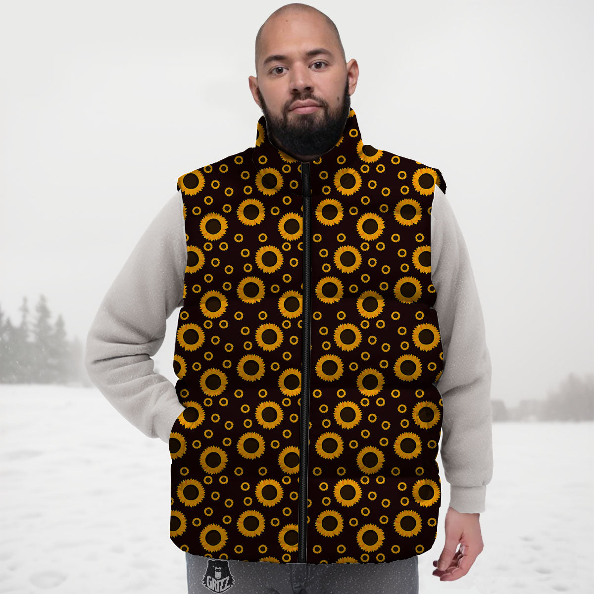 Sunflower Dark Print Pattern Down Vest