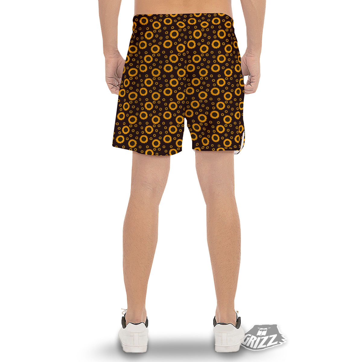 Sunflower Dark Print Pattern Men's Gym Shorts-grizzshop