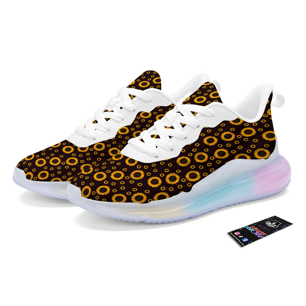 Sunflower Dark Print Pattern Running Sneakers-grizzshop