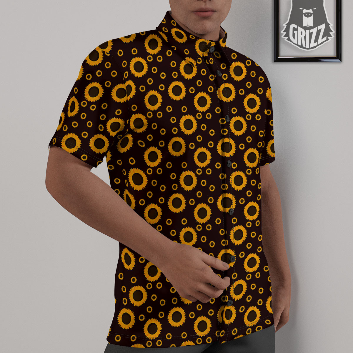 Sunflower Dark Print Pattern Untucked Shirts-grizzshop