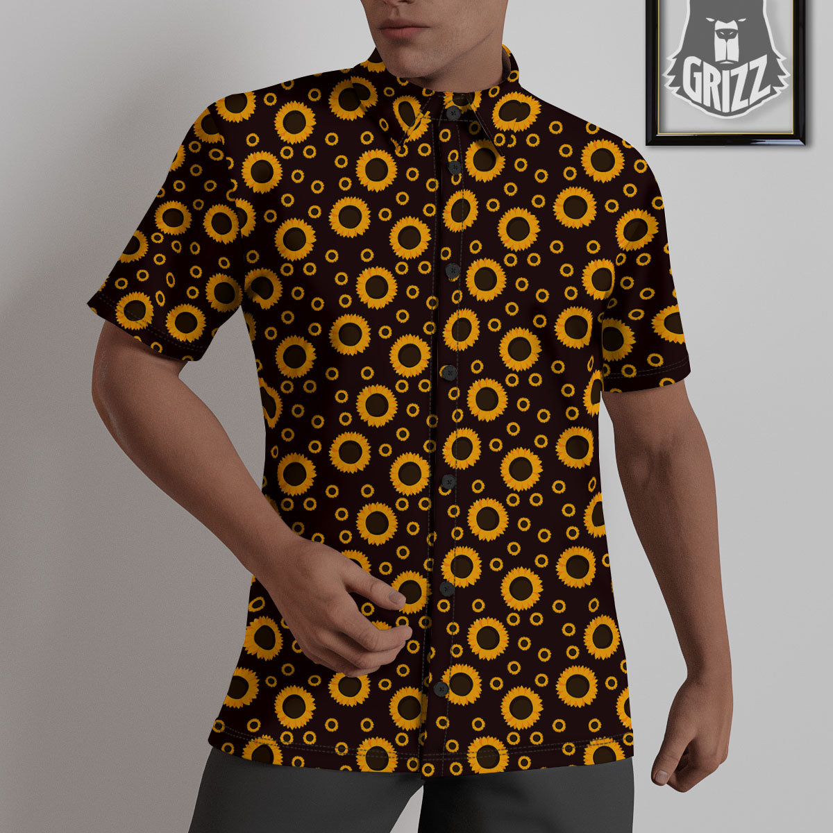 Sunflower Dark Print Pattern Untucked Shirts-grizzshop